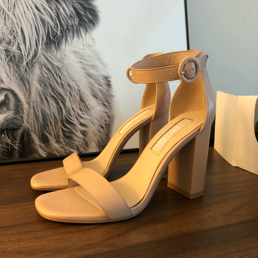 Mango nude square toe heeled sandals